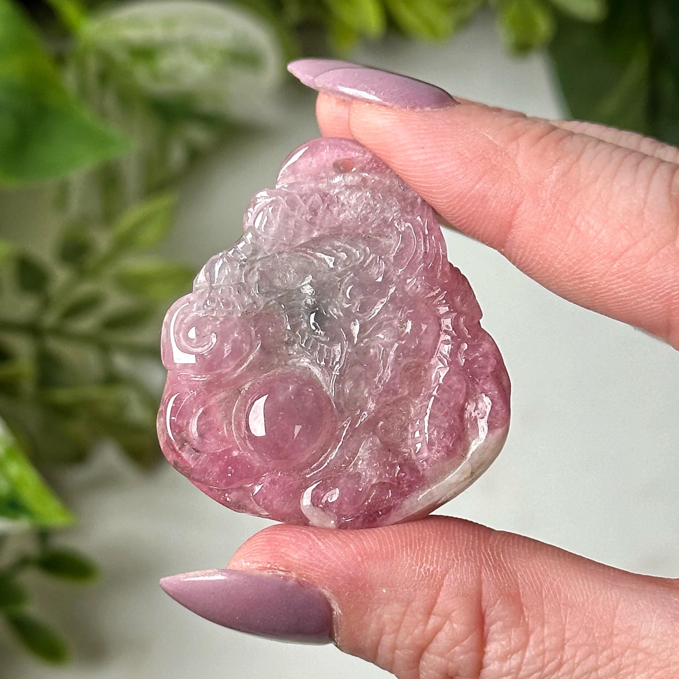 Pink Tourmaline Dragon | 12g | - #3 (polished Pink Crystal Carving, Heart Chakra, Love)