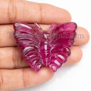 Extremely Rare! One Piece Hand Carved Butterfly, Pink Tourmaline Carved Butterfly, AAA+ Quality Tourmaline Carving, For Jewelry Making