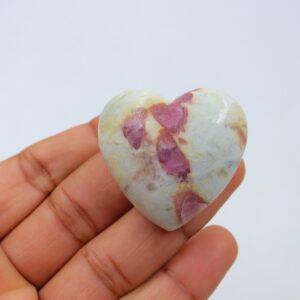 Pink Tourmaline Heart, Natural Pink Tourmalineheart, Spiritual Healing Crystal, Pink Tourmaline Gemstone, Polished Palmstone,pink Tourmaline