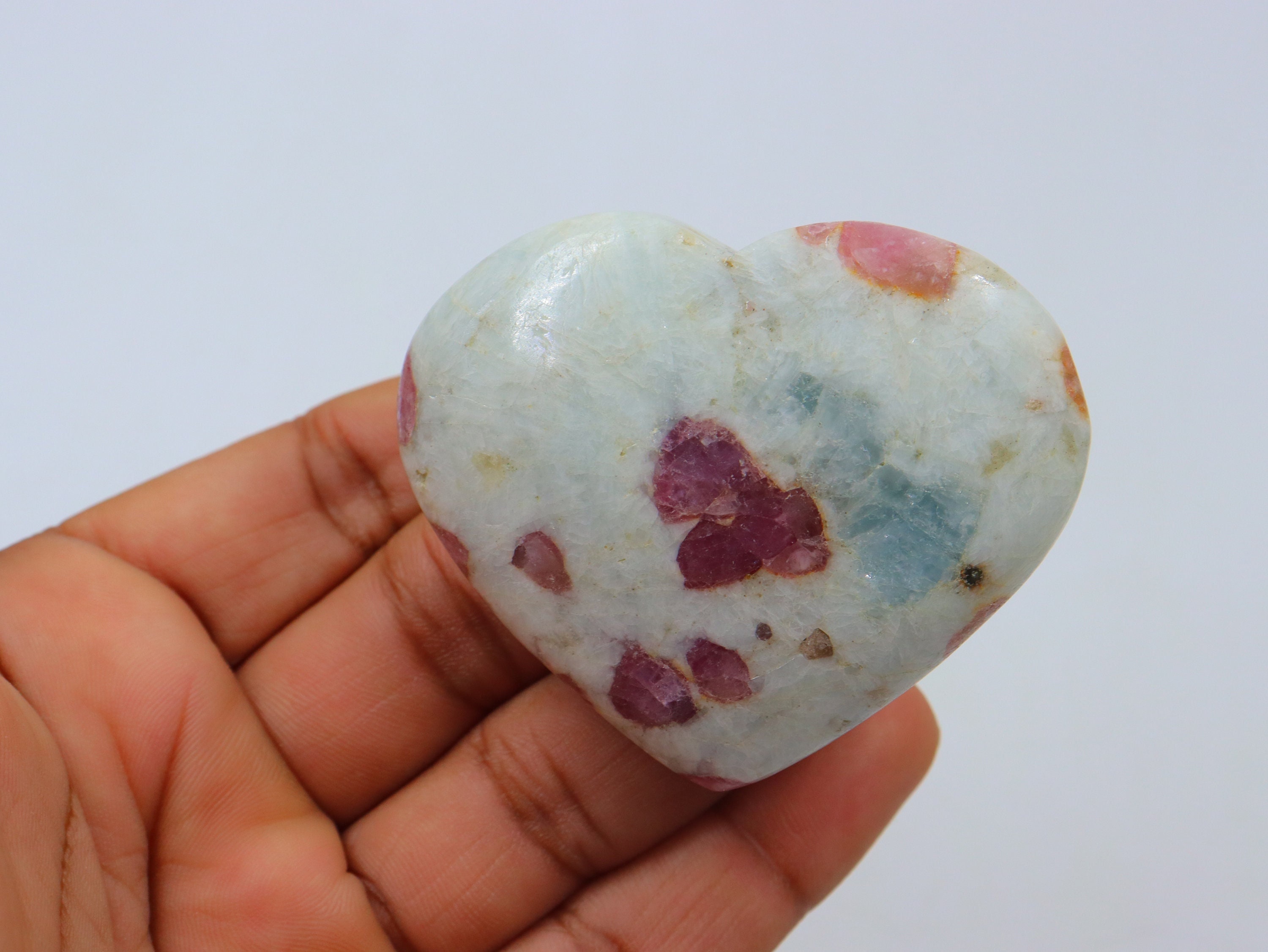 Pink Tourmaline Heart, Natural Pink Tourmalineheart, Spiritual Healing Crystal, Pink Tourmaline Gemstone, Polished Palmstone,pink Tourmaline
