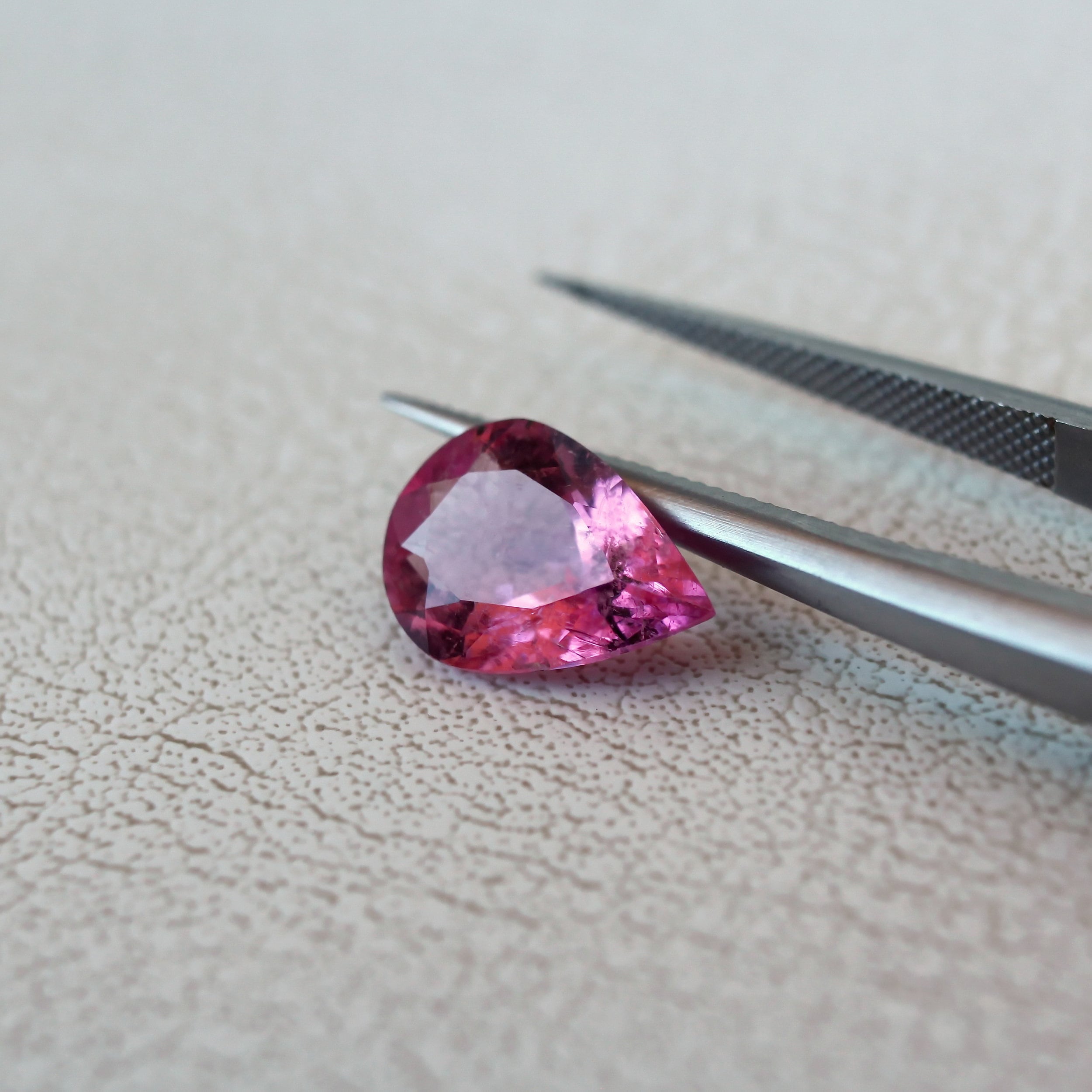 Hot Pink Tourmaline Loose Stone 7x10mm Pear Cut Natural Gemstone 1.57ct Hot Pink Tourmaline Loose Stone 7x10mm Pear Cut Natural Gemstone 1.57ct