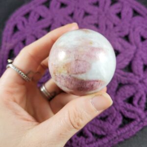 Pink Tourmaline in Albite Sphere Rubellite Rubelite Crystals Stones Polished Witchy Altar