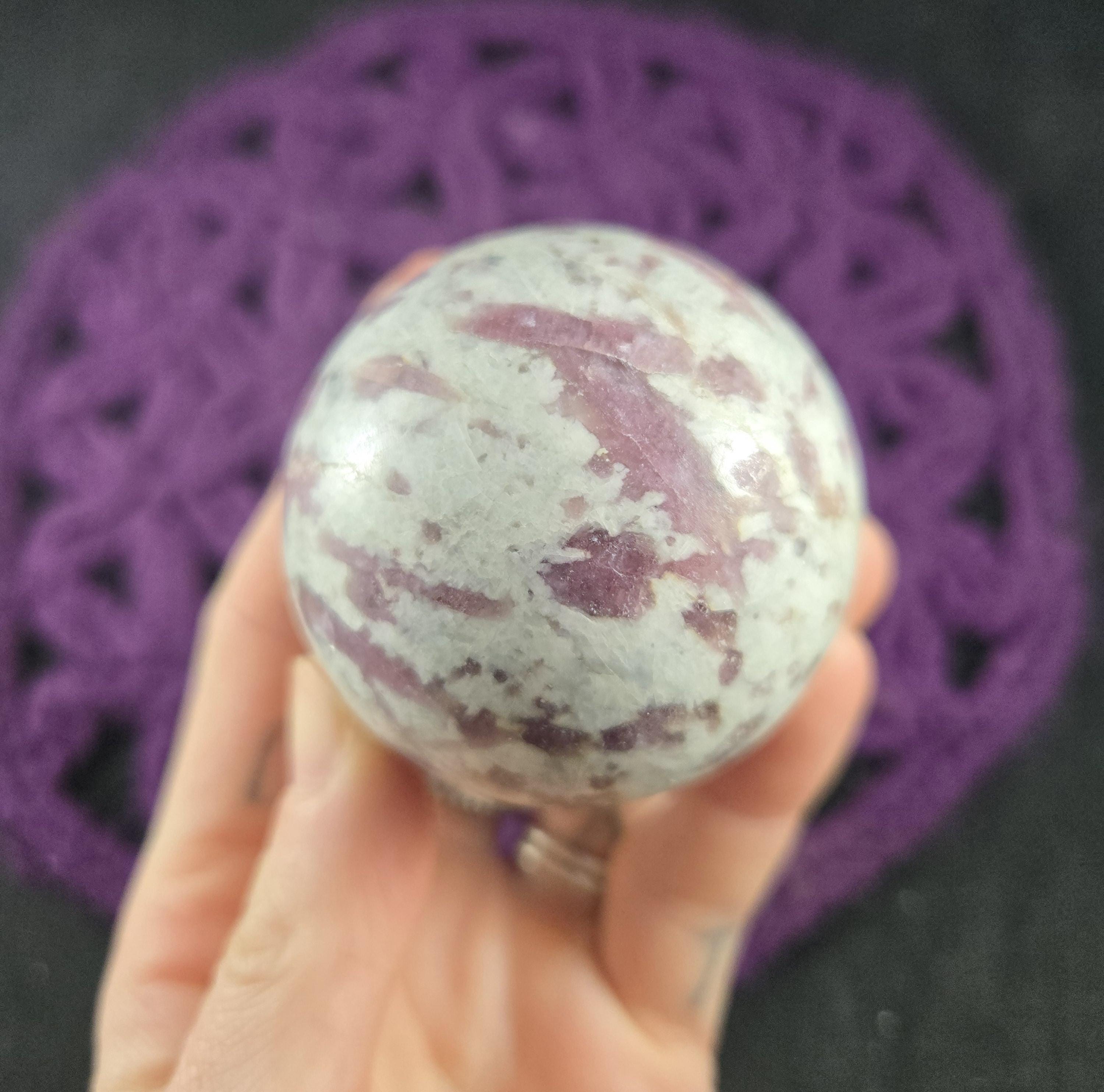 Pink Tourmaline In Albite Sphere Rubellite Rubelite Crystals Stones Polished Witchy Altar