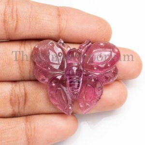 Natural Pink Tourmaline Butterfly Carving, Hand Carved Butterfly Carving, 1pcs 33carat Genuine Tourmaline Butterfly Carving, Carving Jewelry