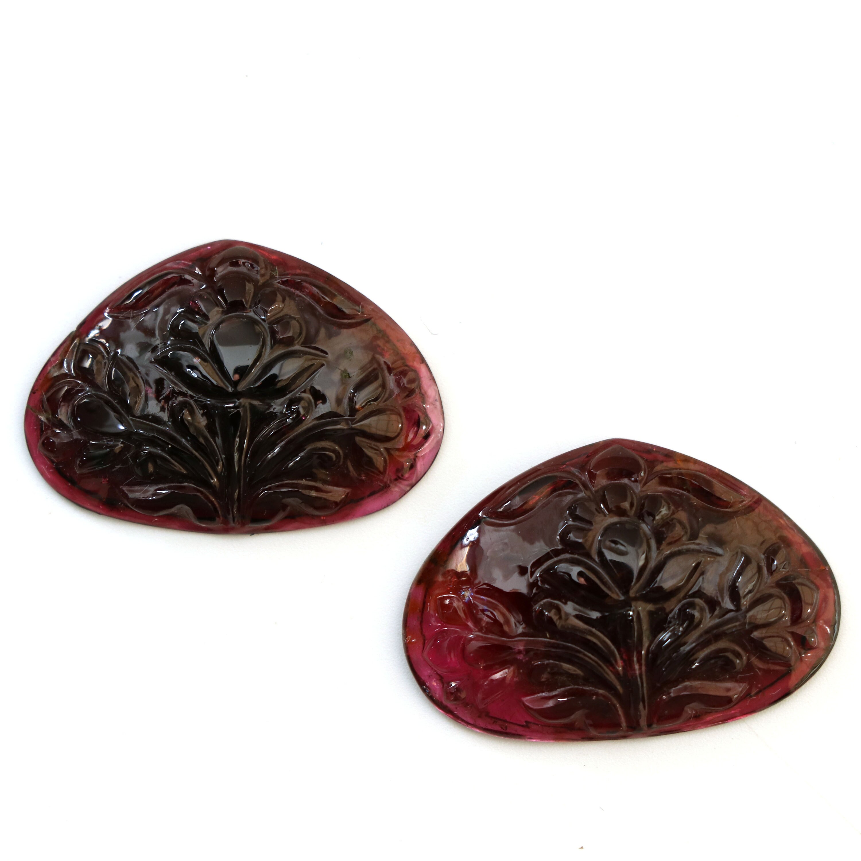 Natural Pink Tourmaline Carving Organic Shape Loose Gemstone - 20x29 Mm - Pear Carving Gemstone, Pair (2 Pieces) Natural Pink Tourmaline Carving Organic Shape Loose Gemstone - 20x29 Mm - Pear Carving Gemstone, Pair (2 Pieces)