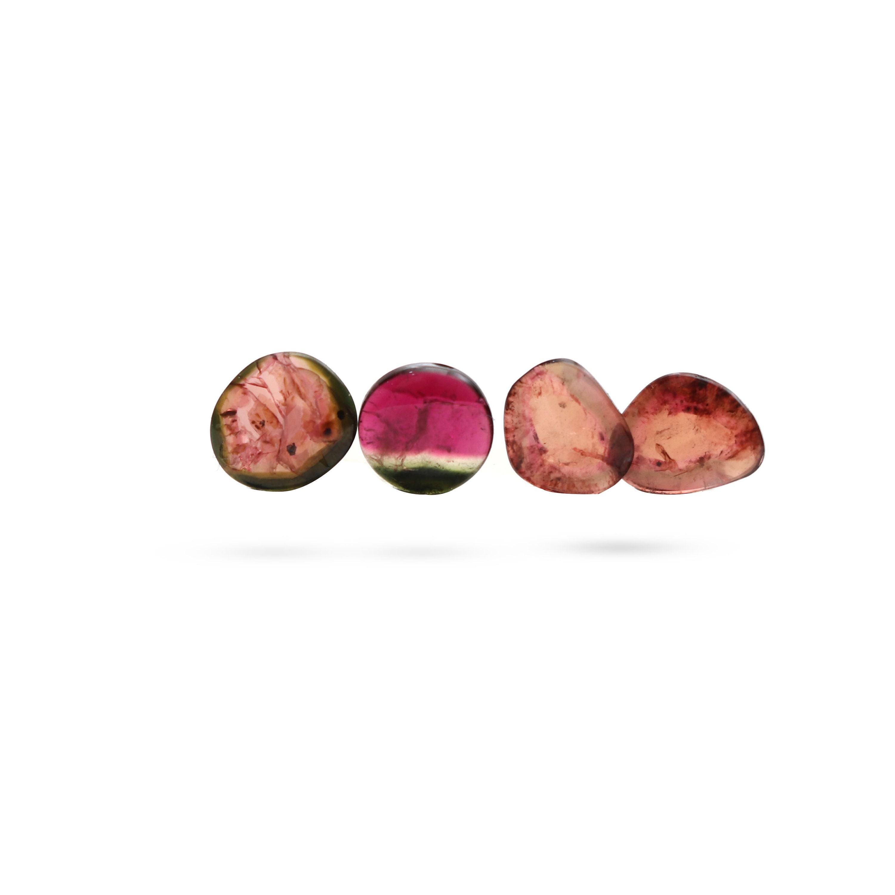 Natural Pink Tourmaline Smooth Slice Loose Gemstone, 6x7 Mm To 6x8 Mm, Tourmaline Slice Jewelry Making Gemstone, Set Of 4 Pieces