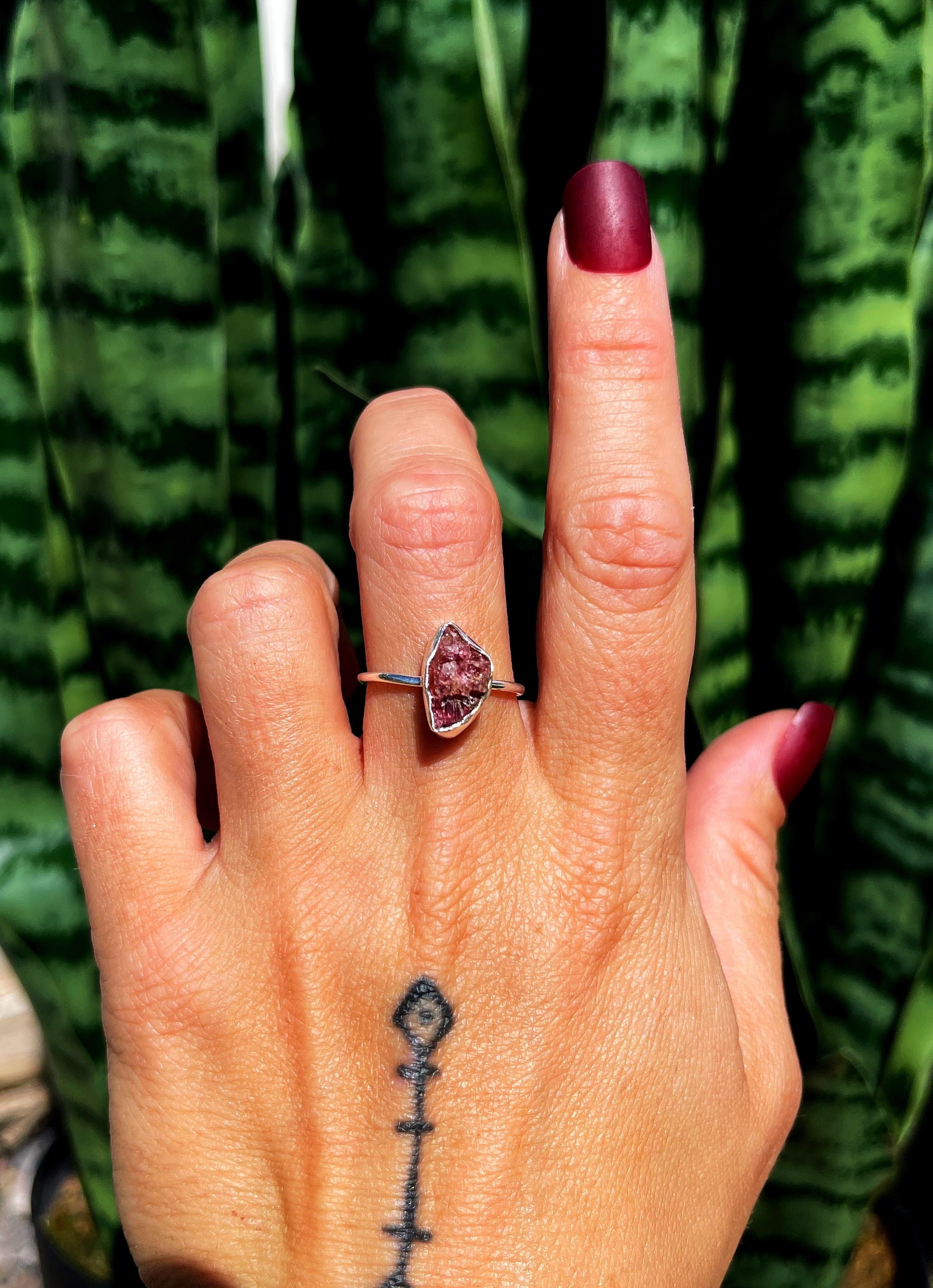 Pink Tourmaline Ring In Sterling Silver - (size 7.5-7.75) For Self-love & Emotional Healing - Heart Chakra Crystal - Rubellite Ring Pink Tourmaline Ring In Sterling Silver - (size 7.5-7.75) For Self-love & Emotional Healing - Heart Chakra Crystal - Rubellite Ring