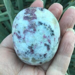 RUBELLITE Pink Tourmaline Palm Stone: Pocket Stone Talisman