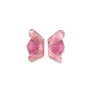 Pink Tourmaline Wings Carving Loose Gemstone, 8x16 mm, Tourmaline Carving Wings For Jewelry Making Gemstone, Pair ( 2 Pieces )