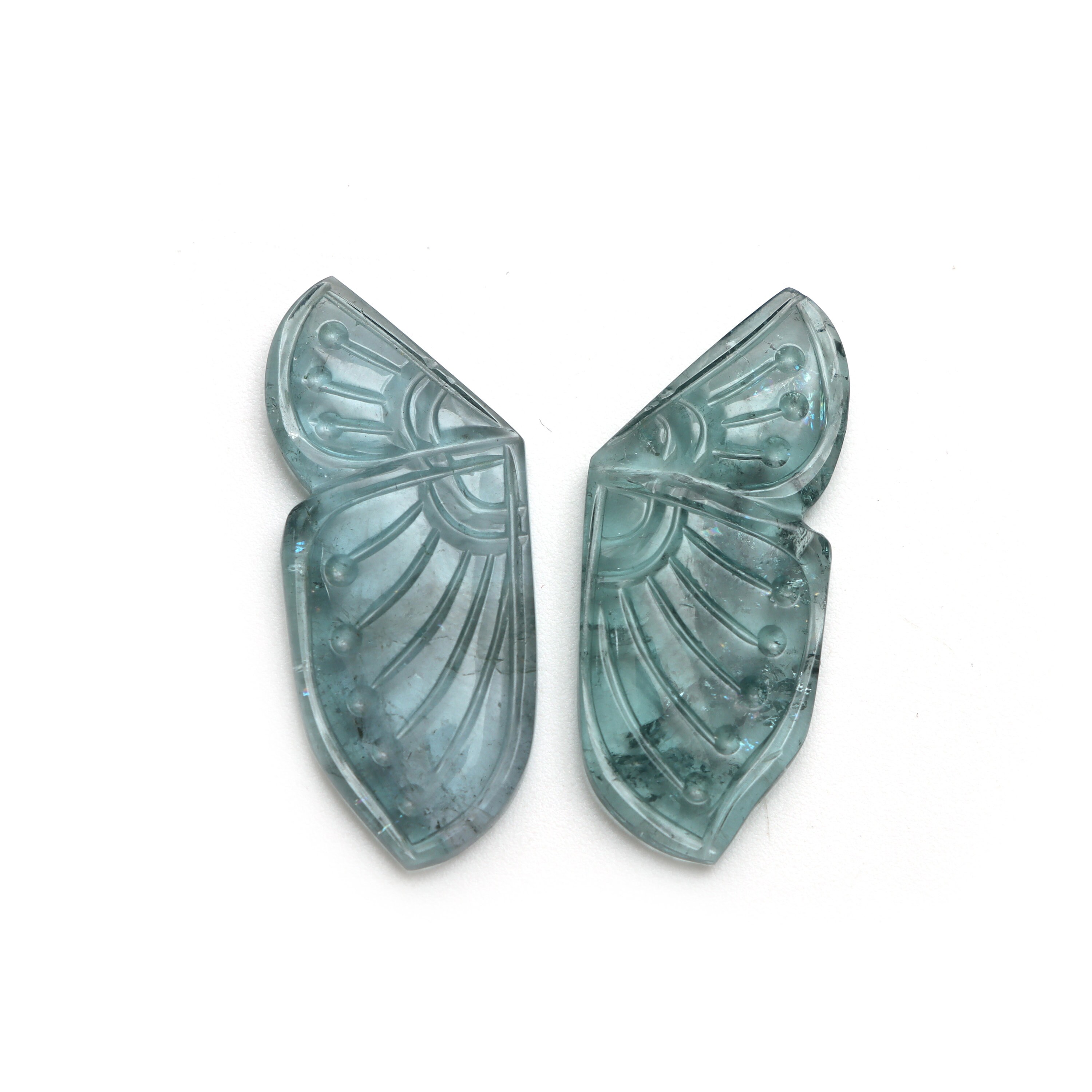 Pink Tourmaline Wings Carving Loose Gemstone, 14x33 Mm, Tourmaline Caring Wings Jewelry Making Gemstone, Pair ( 2 Pieces )