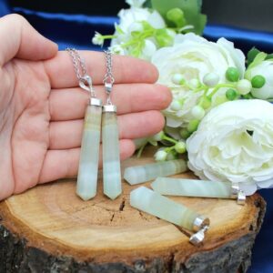 Pistachio Calcite Pendant, 925 Sterling Silver, Crystal Gifts for HerUK Shop, Christmas GIfts Personalised Gifts for Him Christmas Reiki