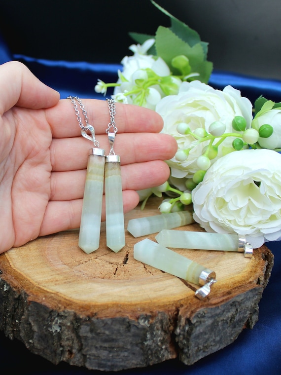 Pistachio Calcite Pendant, 925 Sterling Silver, Crystal Gifts For Heruk Shop, Christmas Gifts Personalised Gifts For Him Christmas Reiki