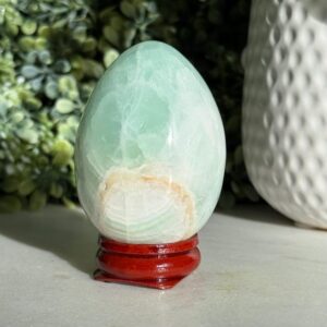 Pistachio Calcite Polished Egg | Soft Green Crystal, Heart Chakra Stone, Calming Décor