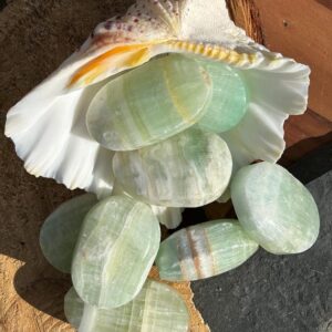 Pistachio calcite rough cut crystal palm stone green YOU PICK