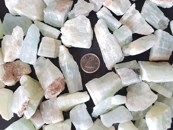 Pistachio Green Calcite Raw Mineral Crystal. 1pc