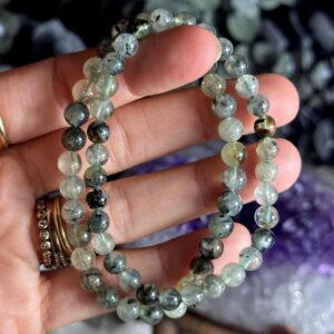 6mm Prehnite & Epidote Crystal Bracelet - Gemstone Jewelry 6mm Prehnite & Epidote Crystal Bracelet - Gemstone Jewelry