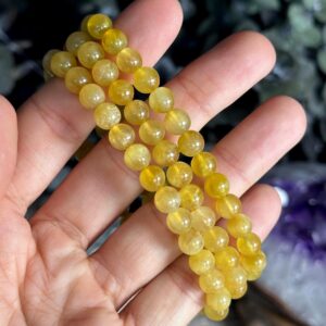 7mm Golden Prehnite Crystal Bracelet - Gemstone Jewelry 7mm Golden Prehnite Crystal Bracelet - Gemstone Jewelry