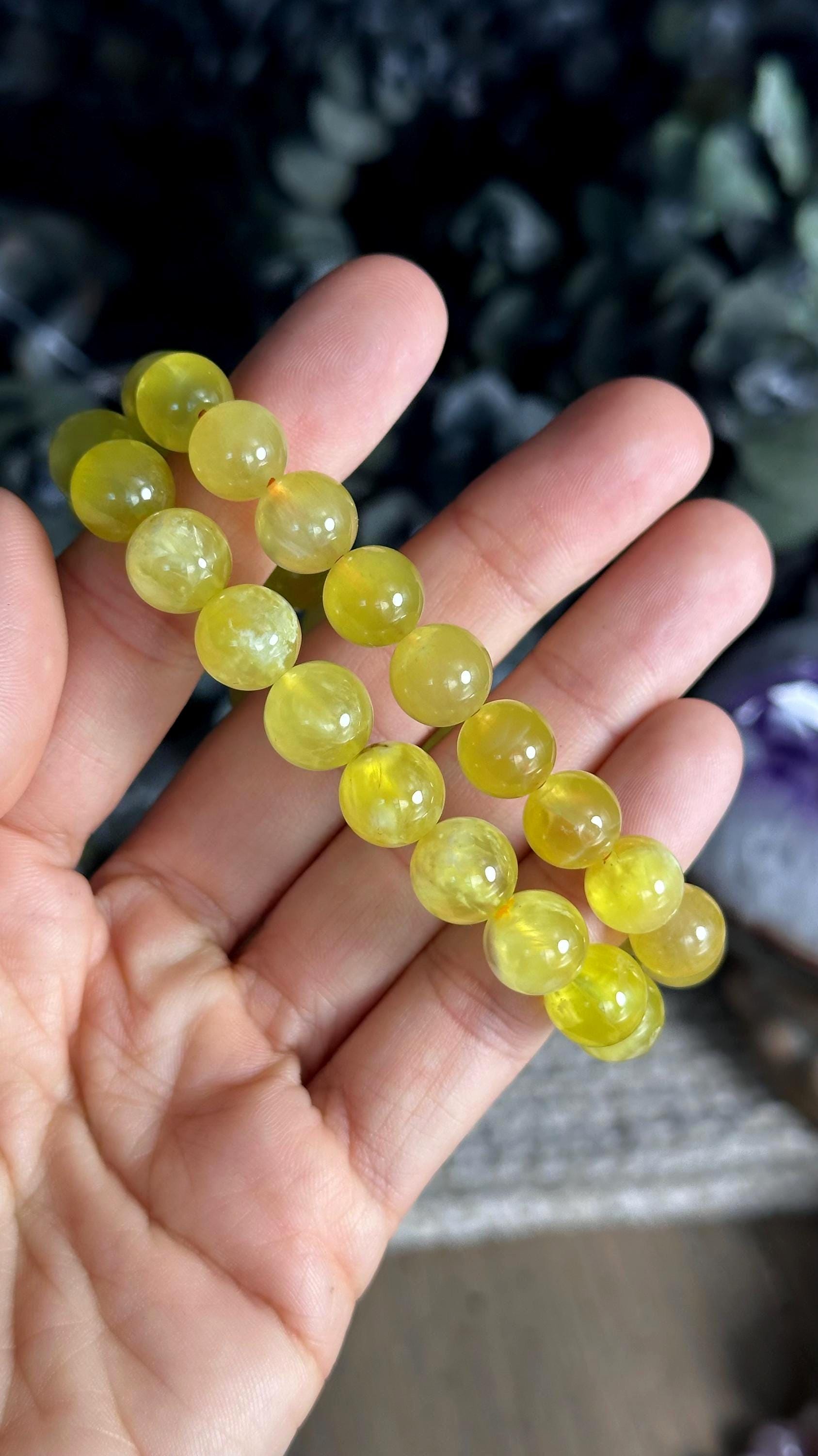 Golden Prehnite Crystal Bracelet - Gemstone Jewelry