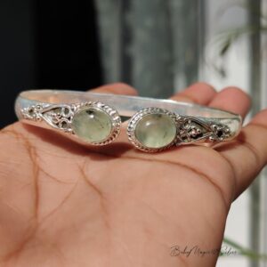 925 Sterling Silver Prehnite Bangle: Handmade Adjustable Cuff Bracelet Jewelry 925 Sterling Silver Prehnite Bangle: Handmade Adjustable Cuff Bracelet Jewelry