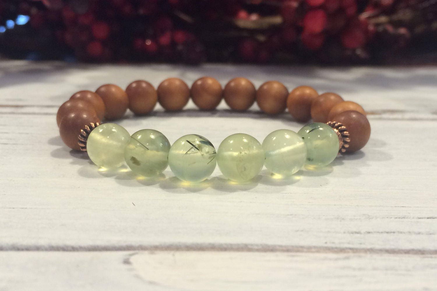 Aromatic Sandalwood & Prehnite Bracelet, Healing Bracelet - Stress Relief, Meditation, Protection, Spiritual Growth, Heart Centered Living Aromatic Sandalwood & Prehnite Bracelet, Healing Bracelet - Stress Relief, Meditation, Protection, Spiritual Growth, Heart Centered Living
