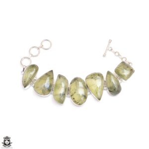 Australian Prehnite Genuine Gemstone 925 Sterling Silver Bracelet Mineral Jewelry Australian Prehnite Genuine Gemstone 925 Sterling Silver Bracelet Mineral Jewelry