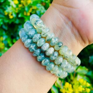 Prehnite Crystal Bracelet: Rondelle Gemstone Beaded Jewelry Prehnite Crystal Bracelet: Rondelle Gemstone Beaded Jewelry