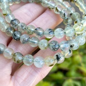 Prehnite Bracelet, Prehnite Epidote, 6mm Prehnite Bead Bracelet,