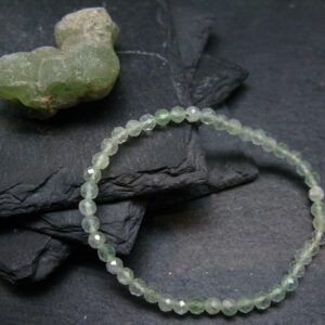 Prehnite & Epidote Genuine Bracelet ~ 7 Inches ~ 4mm Facetted Beads Prehnite & Epidote Genuine Bracelet ~ 7 Inches ~ 4mm Facetted Beads