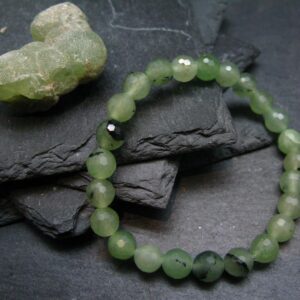 Prehnite & Epidote Genuine Bracelet ~ 7 Inches ~ 8mm Facetted Beads Prehnite & Epidote Genuine Bracelet ~ 7 Inches ~ 8mm Facetted Beads