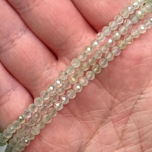 Faceted Prehnite Bracelet | 3mm | - No. 656 (polished Green Crystal Jewelry, Heart Chakra, Love) Faceted Prehnite Bracelet | 3mm | - No. 656 (polished Green Crystal Jewelry, Heart Chakra, Love)