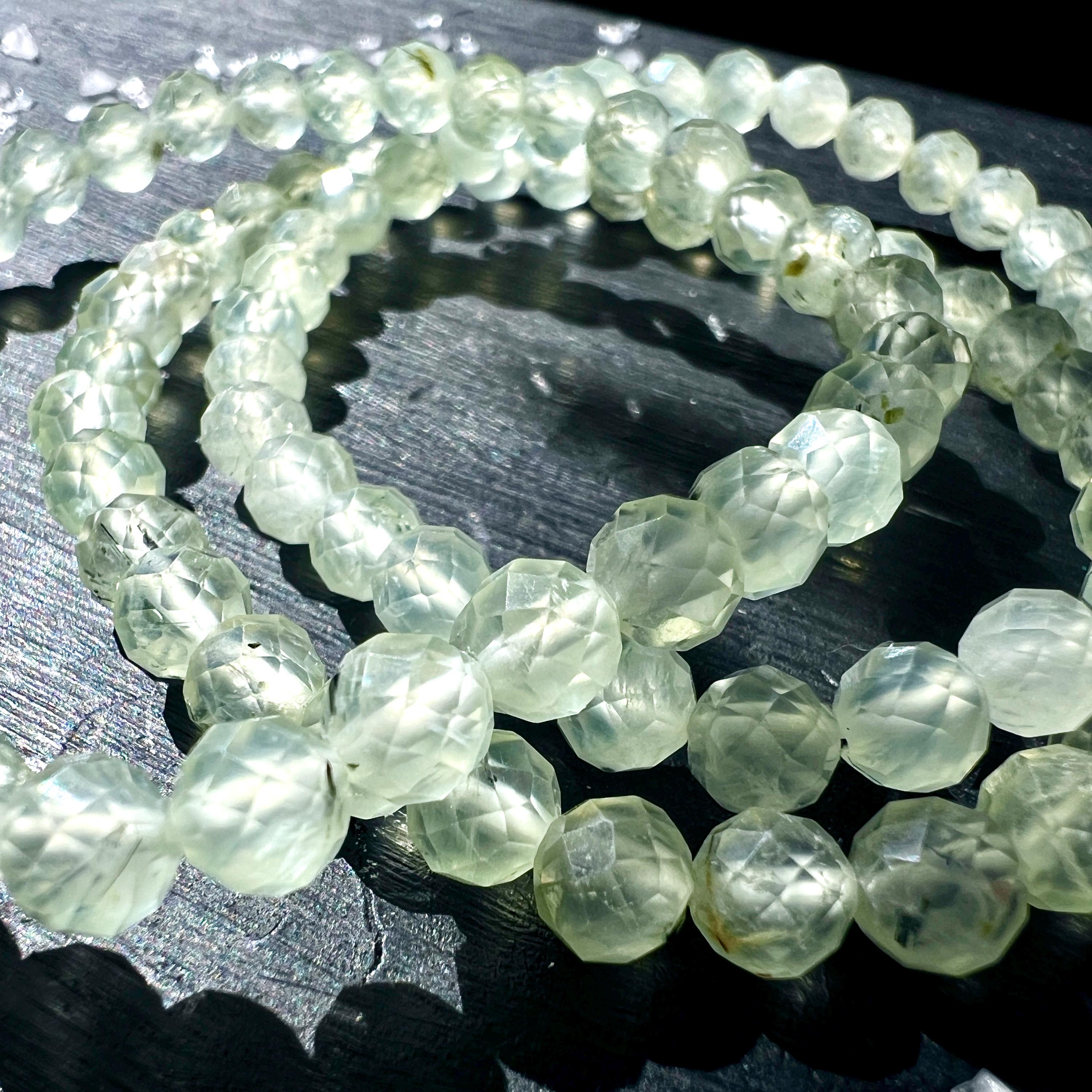 Faceted Prehnite Bracelet | Rare Green Faceted Gemstone Jewelry