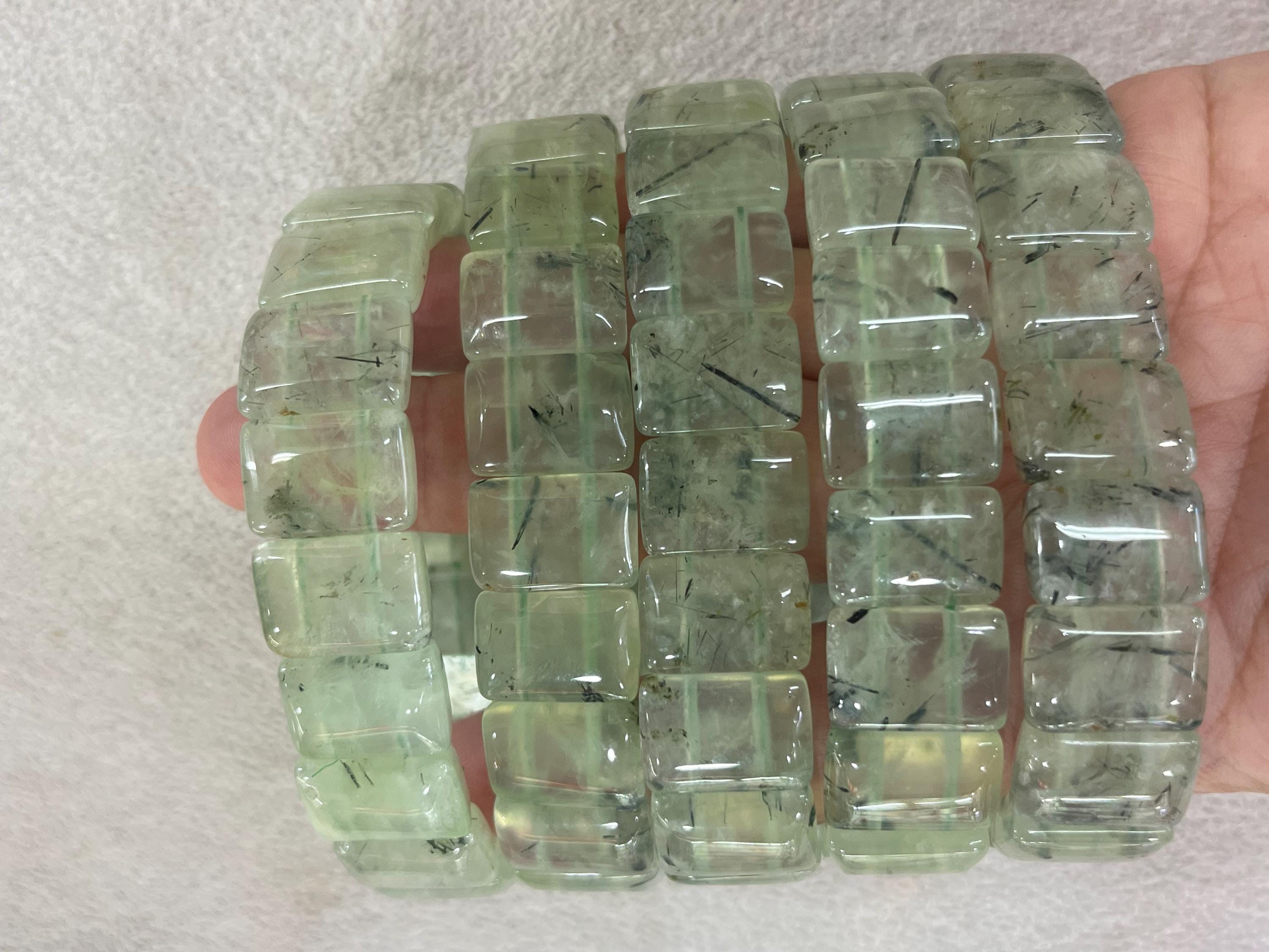 Green Prehnite 11x16mm Rectangle Genuine Gemstone Beads Finished Jewelry Bracelet Supply - 1piece