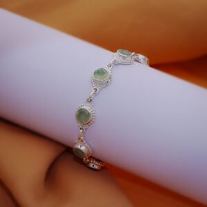 Green Prehnite Bracelet: Adjustable Sterling Silver Gemstone Chain Green Prehnite Bracelet: Adjustable Sterling Silver Gemstone Chain