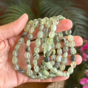 Tumbled Prehnite Crystal Bracelet: Gemstone Jewelry