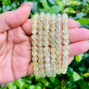 Yellow Prehnite Crystal Bracelet: Mini Round Beaded Gemstone Jewelry Yellow Prehnite Crystal Bracelet: Mini Round Beaded Gemstone Jewelry