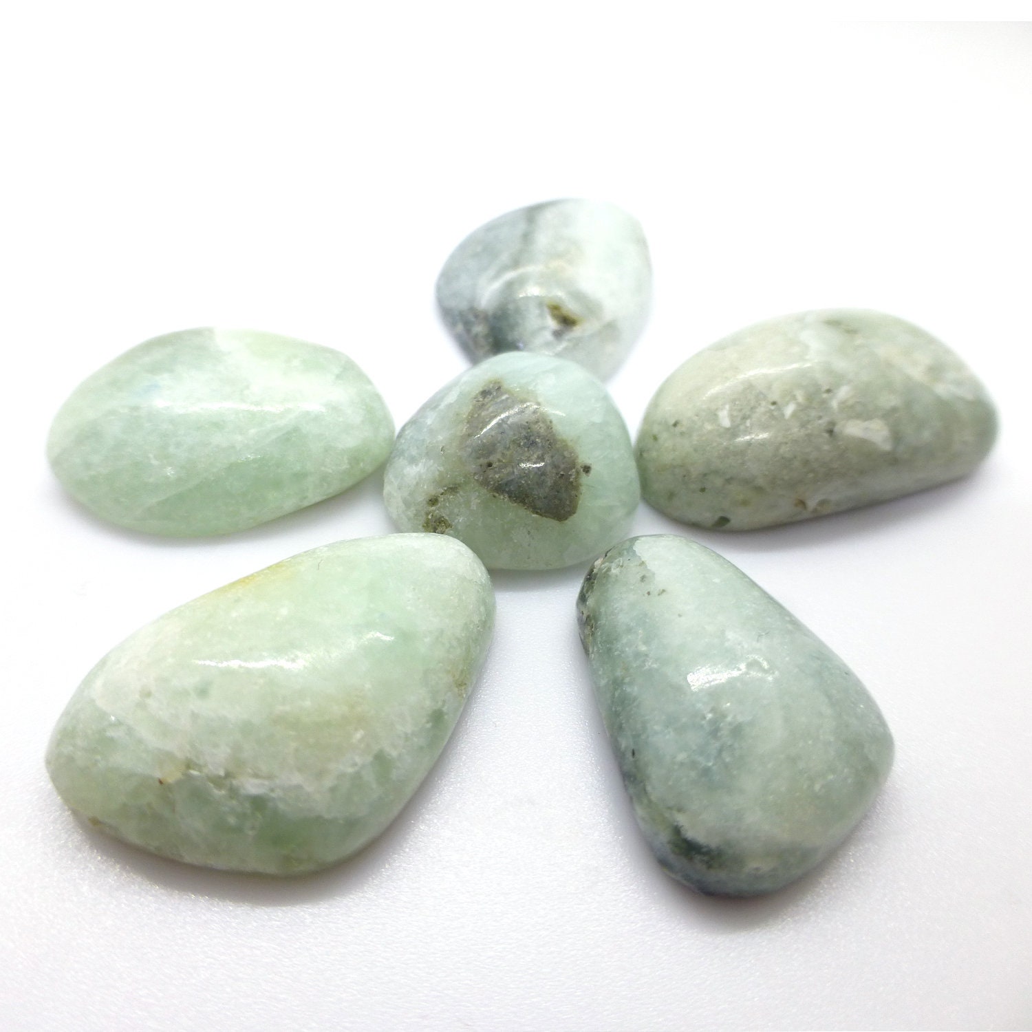 110 Carats Virginia Prehnite Cabochons Wholesale Lot Hand Cut Handmade Jon Bowman Lapidary Green Self Collected Natural - Gia Certified