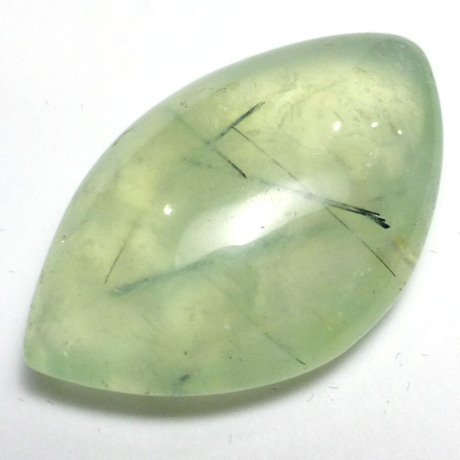 28.865 Carats Prehinite Cabochon Natural Australian Prehnite Translucent Light Green Mint Tourmilinated Black Strands Pendant Jewelry