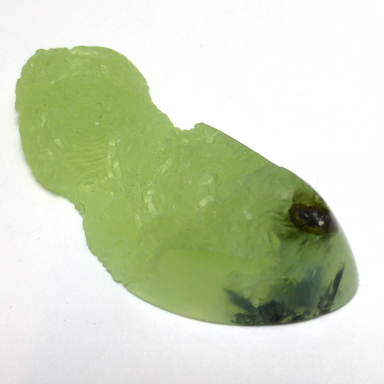 32.315 Carats Prehinite Cabochon Druzy Botroidal Australian Prehnite Translucent Green Mint Tourmilinated Black Strands Pendant Jewelry 32.315 Carats Prehinite Cabochon Druzy Botroidal Australian Prehnite Translucent Green Mint Tourmilinated Black Strands Pendant Jewelry