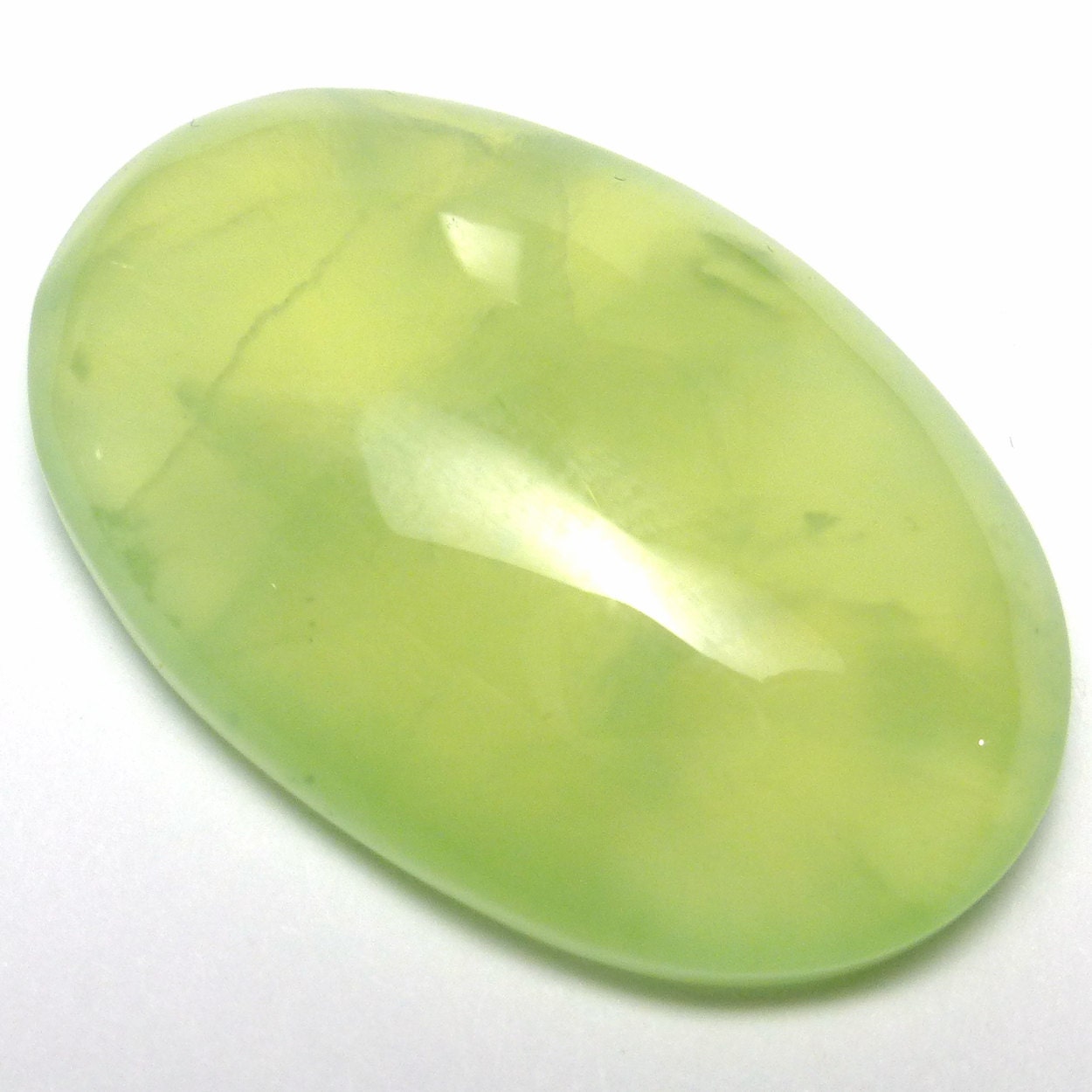 38.685 Carats Prehinite Cabochon Oval Natural Australian Prehnite Clear Translucent Light Green Mintjewelry