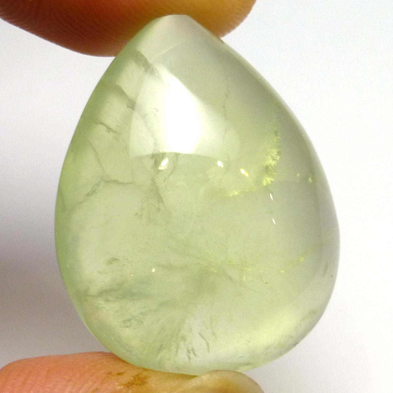 39.665 Carats Prehnite Cabochon Domed Tear Drop Pear Natural Australian Prehinite Translucent Light Green Mint Gemstone Pendant Jewelry 39.665 Carats Prehnite Cabochon Domed Tear Drop Pear Natural Australian Prehinite Translucent Light Green Mint Gemstone Pendant Jewelry