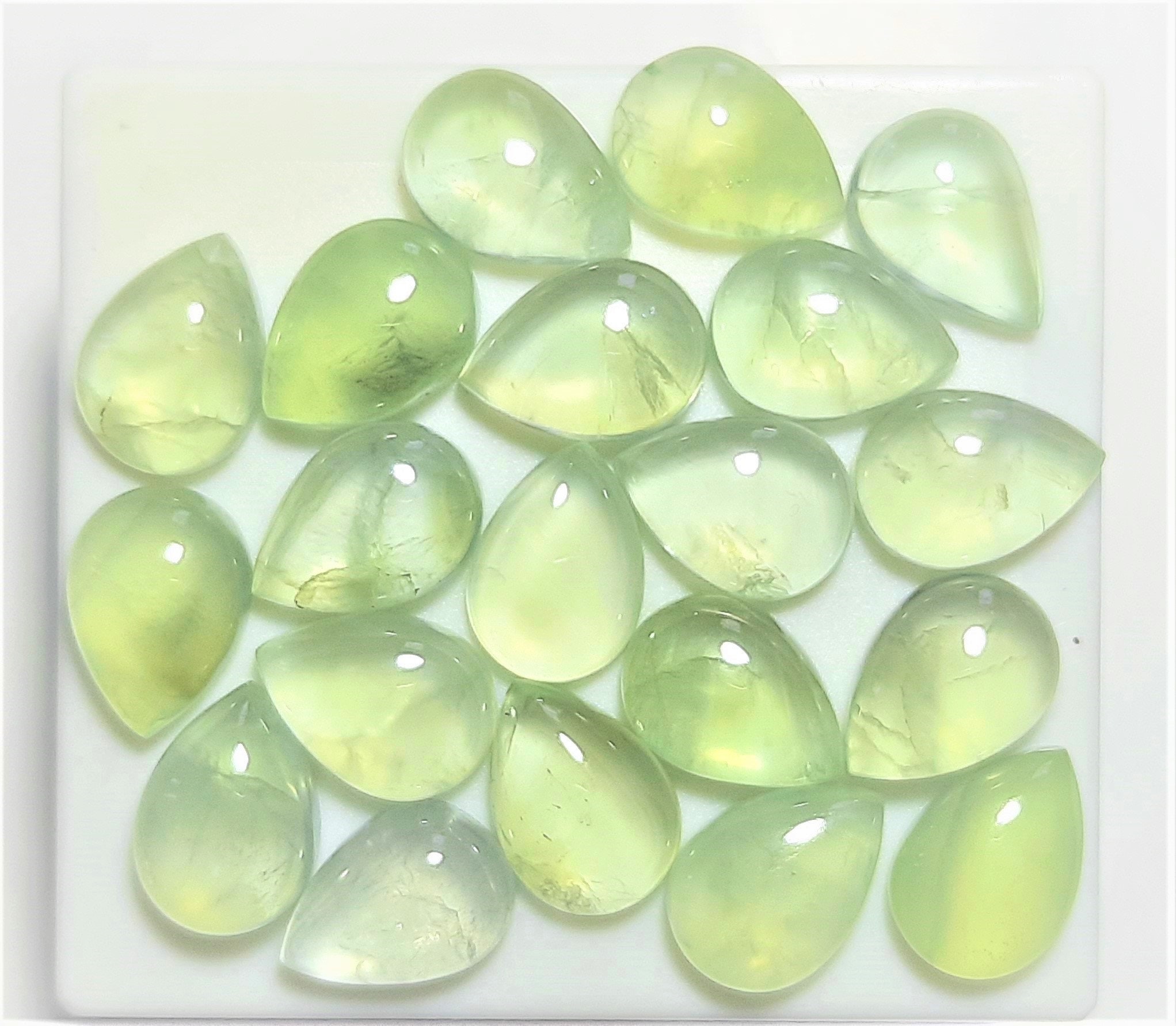 Aaa Prehnite Pear Cabochon Gemstone: Loose Natural Stone Aaa Prehnite Pear Cabochon Gemstone: Loose Natural Stone