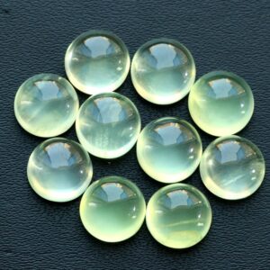 AAA Prehnite Round Cabochon: Flat Back Loose Gemstone