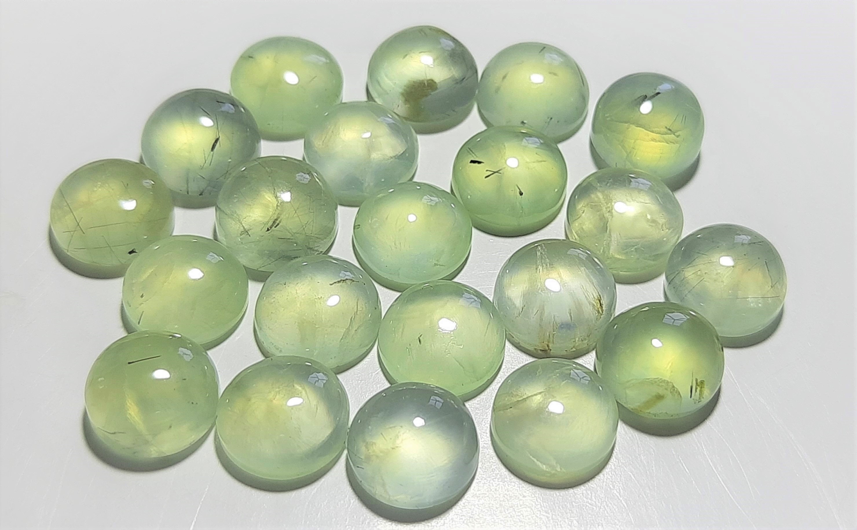 Aaa Prehnite Round Cabochon: Natural Gemstone (5x5 To 20x20 Mm) Aaa Prehnite Round Cabochon: Natural Gemstone (5x5 To 20x20 Mm)