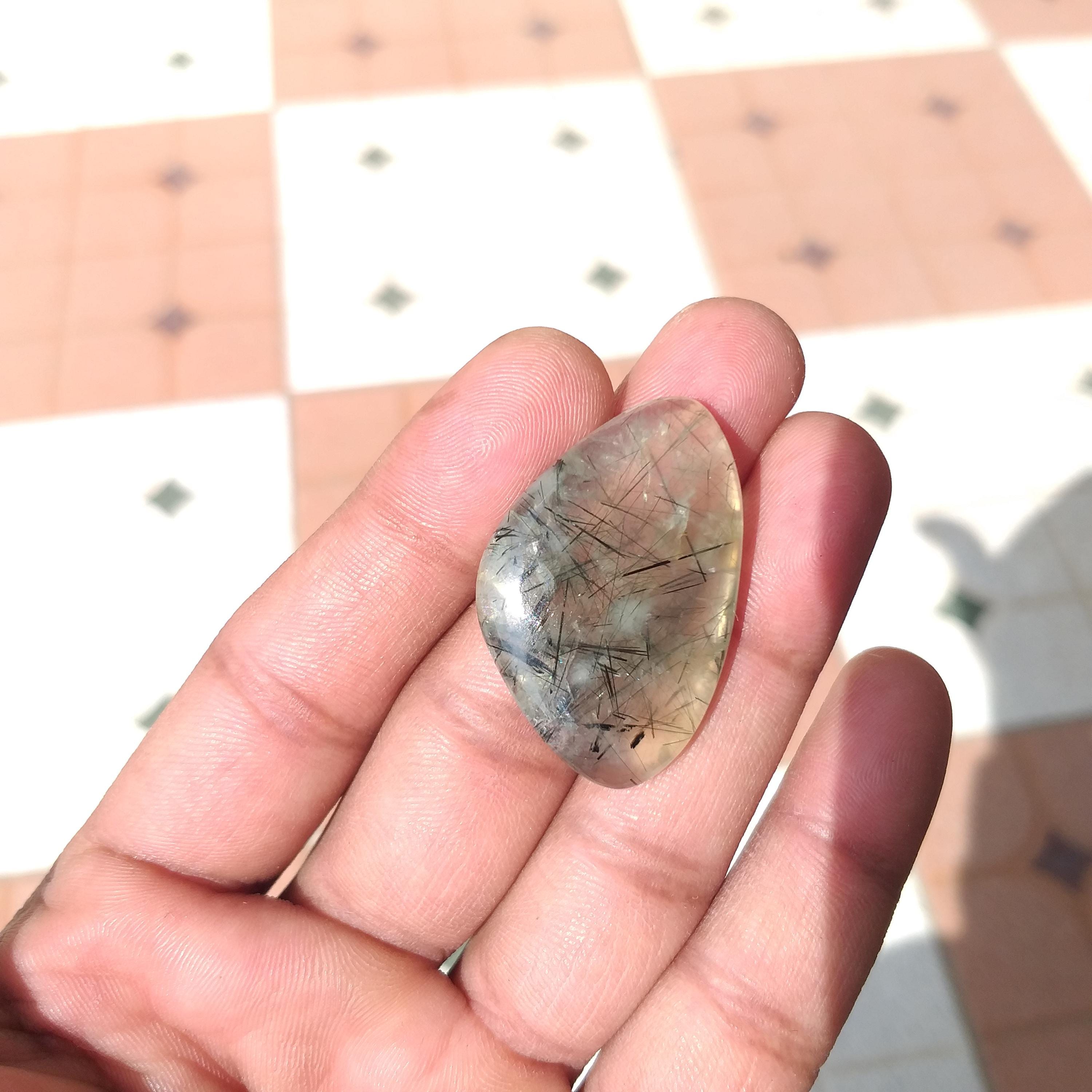Prehnite Gemstone Cabochon : 54 Carat Jewelry Stone (38x25x5mm)