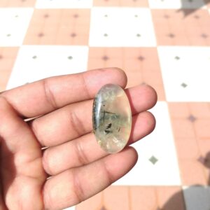 Prehnite Gemstone Oval Shape Cabochon : Natural Jewelry Stone - 60 Carat (40x22x6 Mm)