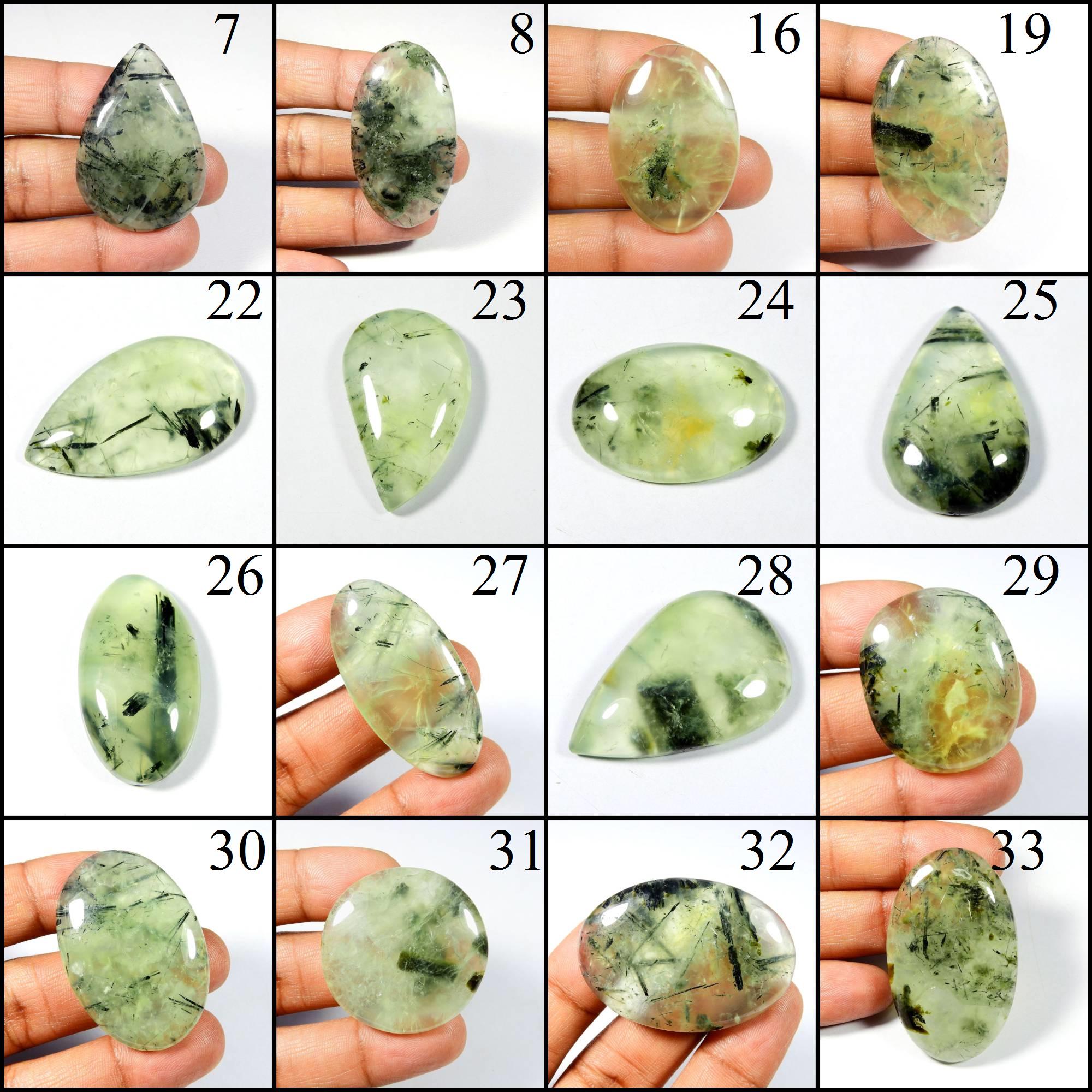 Green Prehnite Cabochon. Awesome~ Natural Prehnite. Black Needle Rutlated Prehnite. Mix Shape Polished Prehnite For Jewelry Loose Variation