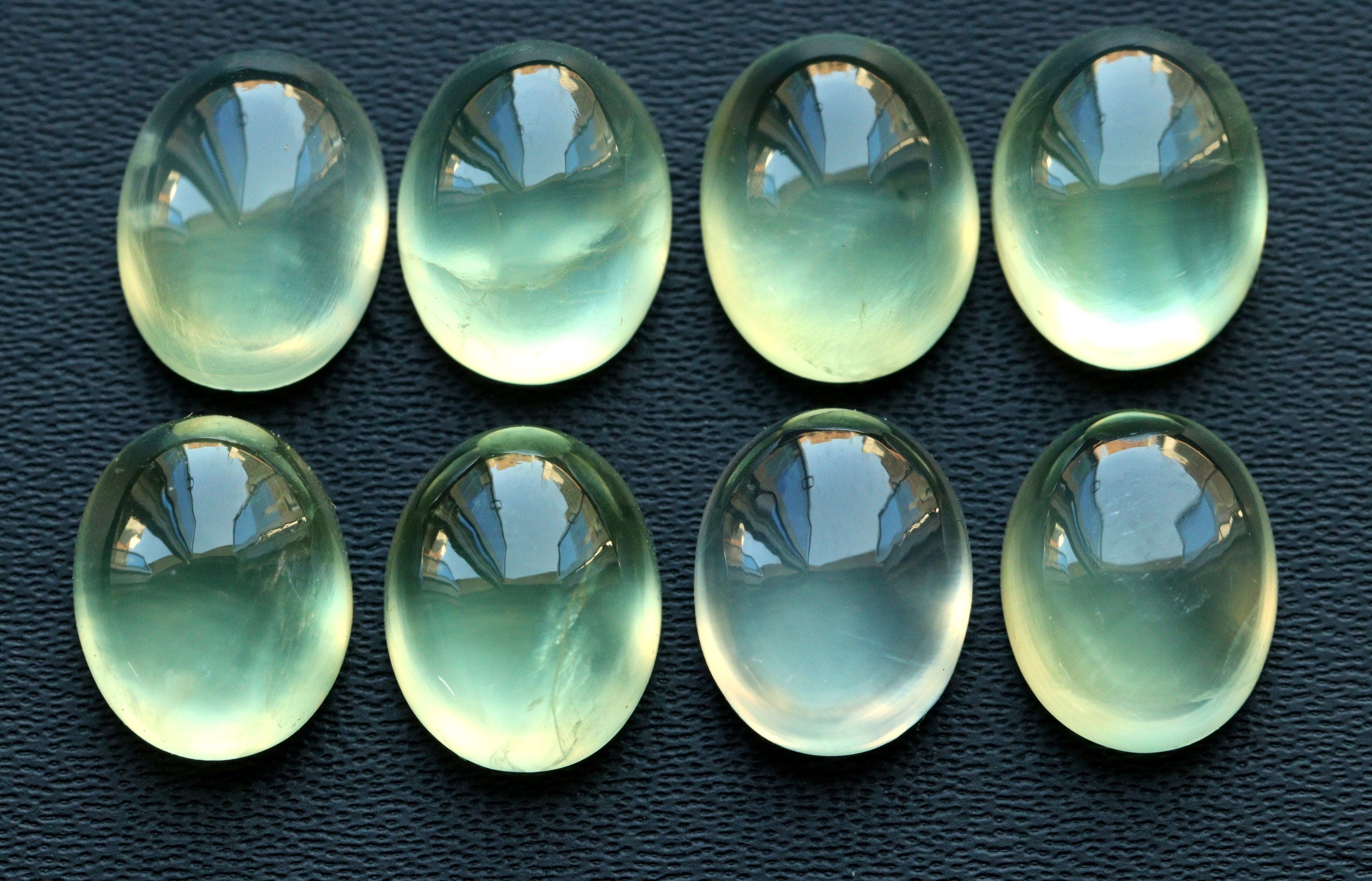 Green Prehnite Cabochon: Oval Gemstone For Jewelry Making