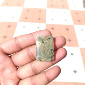 Handmade Prehnite Gemstone Cabochon : Baguette Shap Jewelry Stone - 60 Carat (32x22x6 mm)