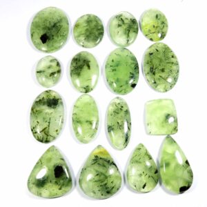 Natural Black Needle Prehnite. Green Prehnite Cabochon. Green Rutlated Prehnite Gemstone. Wholesale Polished Prehnite For Jewelry.
