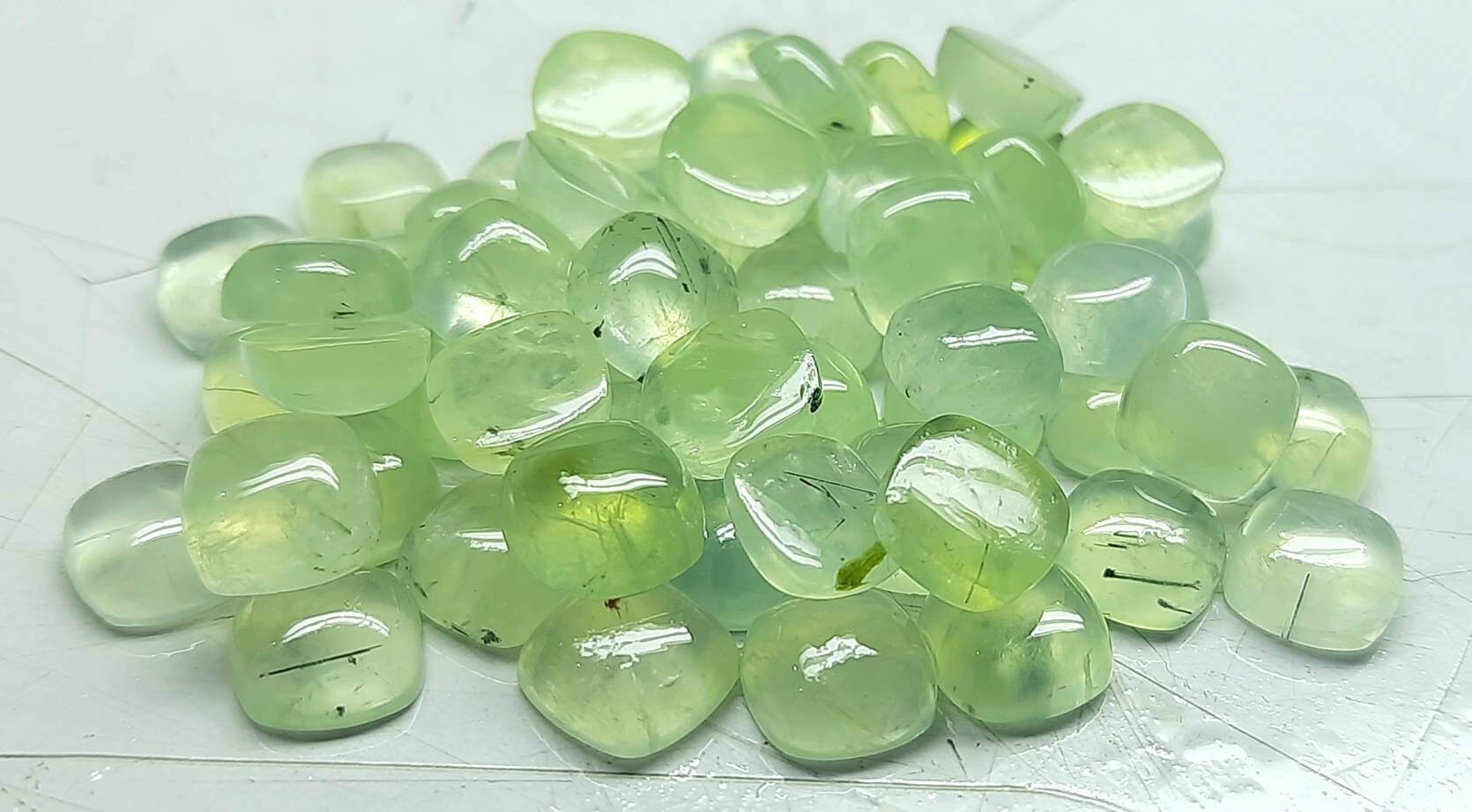 Natural Prehnite Cushion Cabochon Gemstone,prehnite Gemstone,prehnite Cabochon,prehnite Cushion,loose Prehnite,cushion Sizes 8x8 To 15x15 Mm
